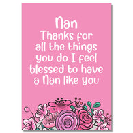Nan Thanks For All The Things You Do Card